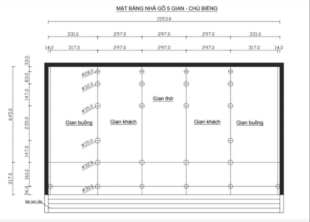 Tải xuống bản vẽ nhà gỗ 5 gian mới nhất